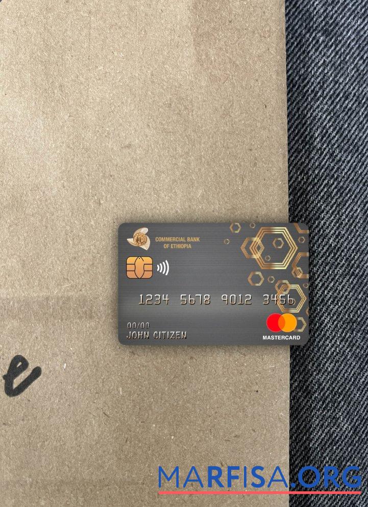 Realistic Ethiopia Commercial bank mastercard photolook front sample